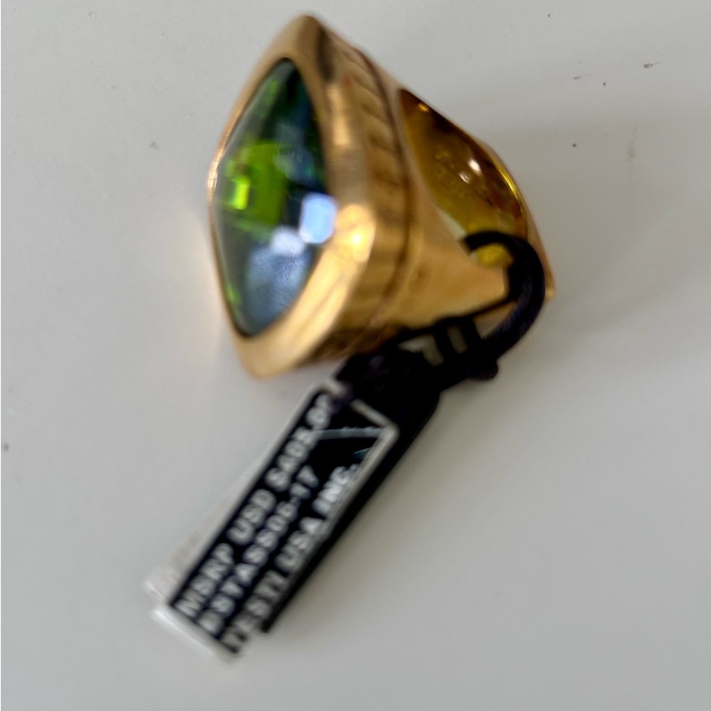 Rebecca Statement Ring with Large-faceted Green Peridot Stone. - Picture 7 of 8